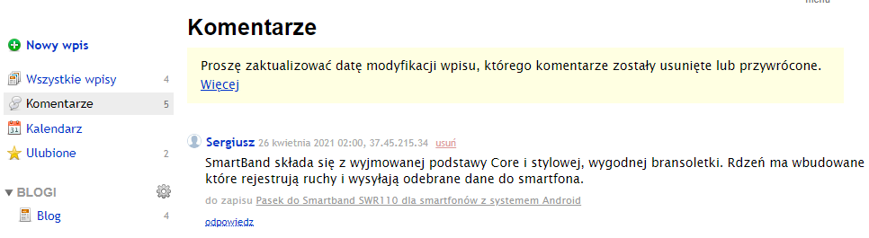 Usuwanie i przywracanie komentarzy