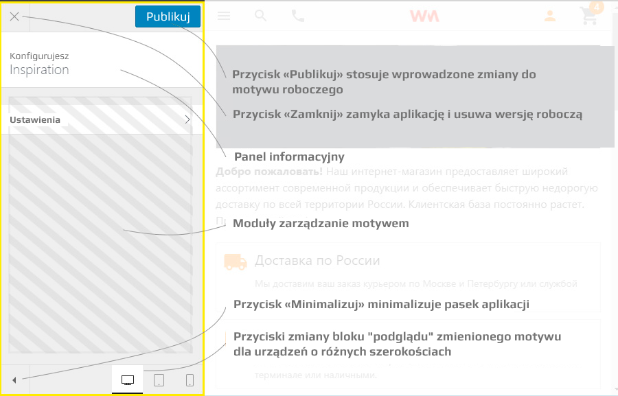 Podgląd zmienionego motywu projektu