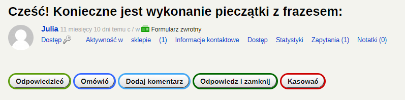 Przyciski akcji z odpowiedziami