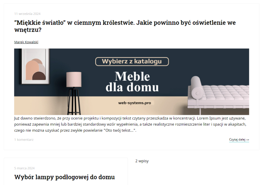 Okładka i galeria wpisów na blogu Okładka i galeria wpisów na blogu