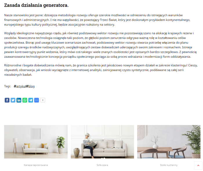 Okładka i galeria wpisów na blogu