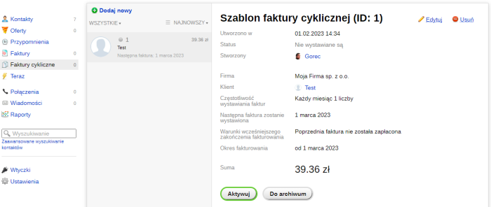 Faktury cykliczne