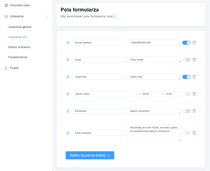 Formularz informacji zwrotnej