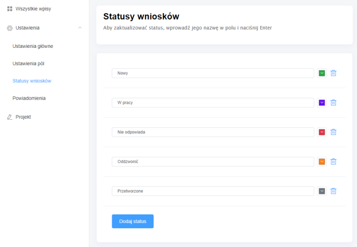 Formularz informacji zwrotnej