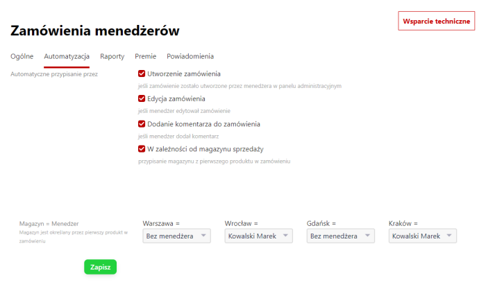 Zamówienia menedżerów