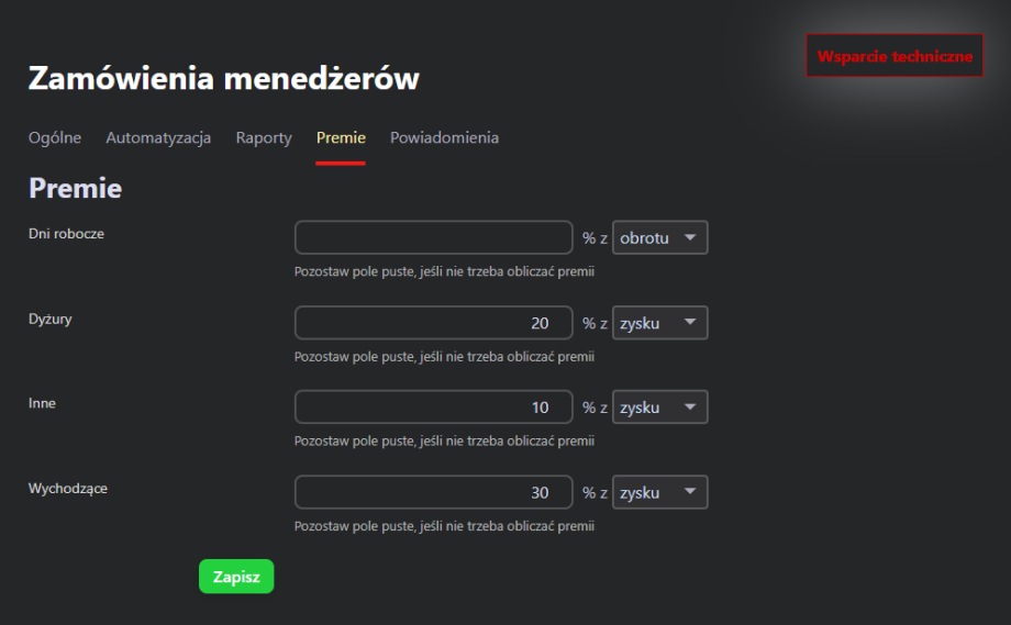 Zamówienia menedżerów Zamówienia menedżerów