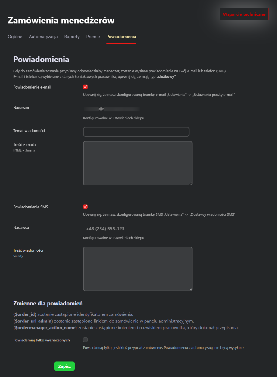 Zamówienia menedżerów Zamówienia menedżerów