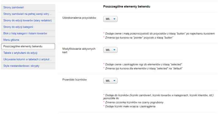 Udoskonalenia interfejsu bekend (UI 1.3)