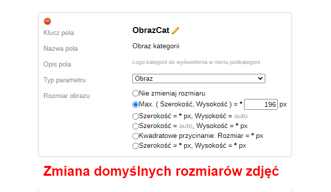 Zarządzanie dodatkowymi parametrami (sklep)