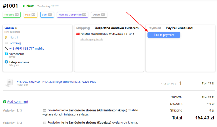 Link dla płatności