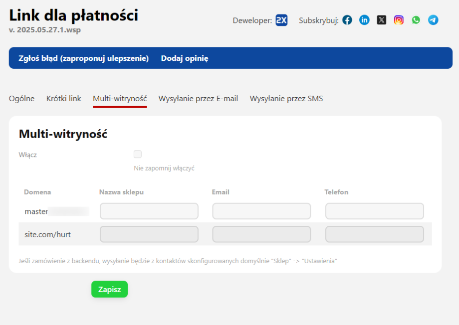 Link dla płatności Link dla płatności