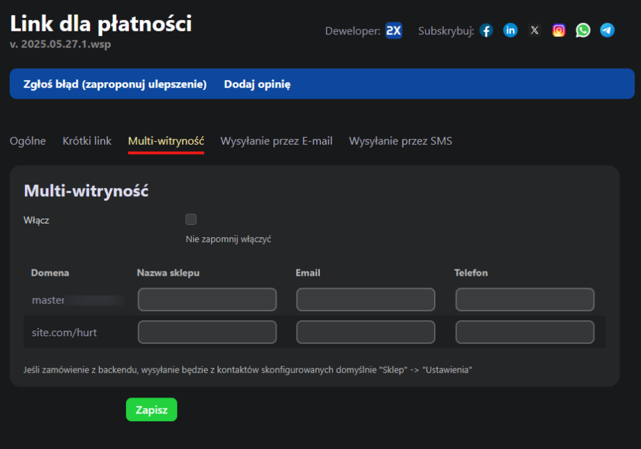 Link dla płatności Link dla płatności