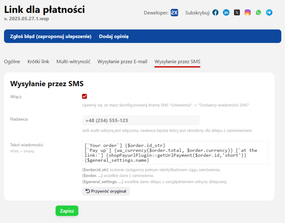Link dla płatności Link dla płatności