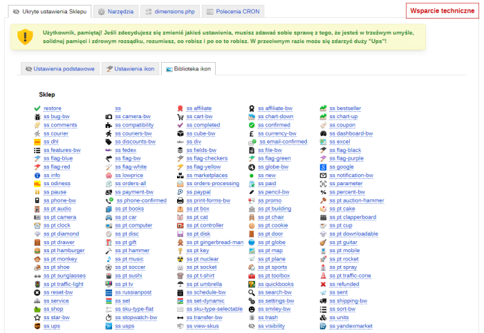 Ukryte ustawienia (sklep)