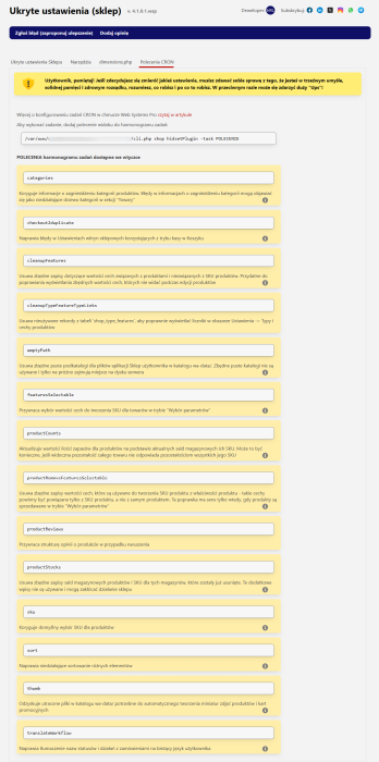 Ukryte ustawienia (sklep)