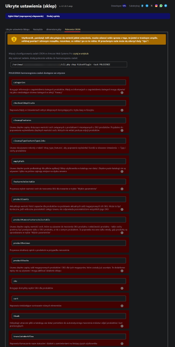 Ukryte ustawienia (sklep)