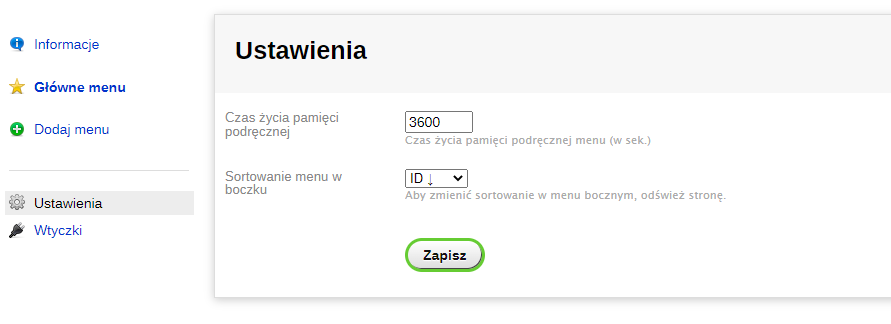 Zarządzanie menu Zarządzanie menu