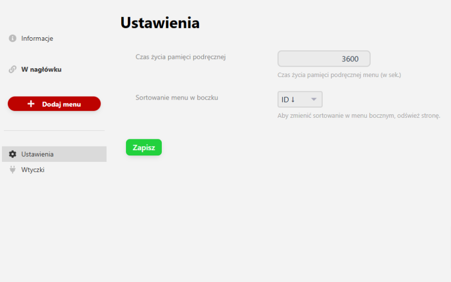 Zarządzanie menu Zarządzanie menu