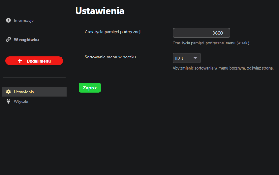 Zarządzanie menu Zarządzanie menu