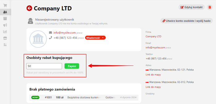 Osobisty rabat kupującego