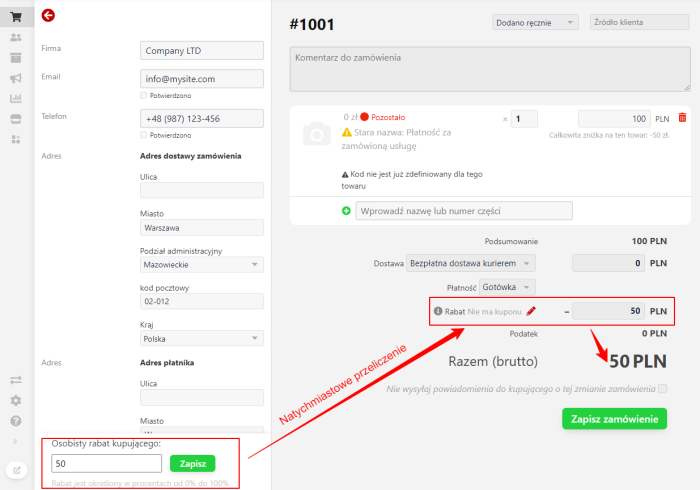 Osobisty rabat kupującego
