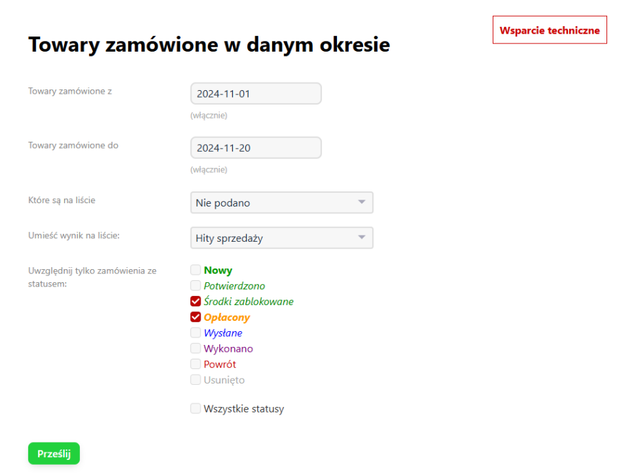 Sprzedaż za okres