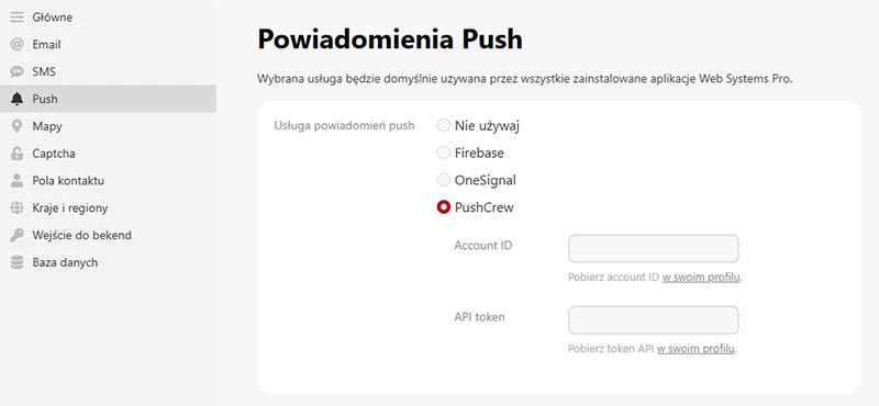 Powiadomienia Push (ustawienia)