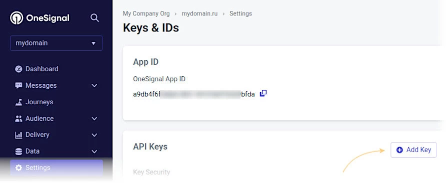 Dodawanie dodatkowych kluczy (OneSignal)