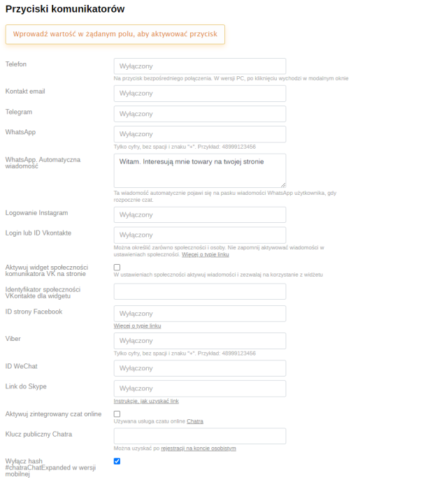 Widżet komunikatorów