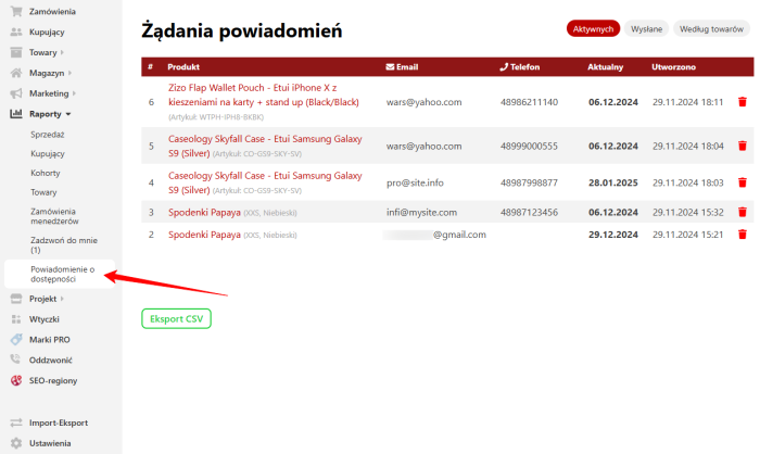 Powiadomienie o dostępności