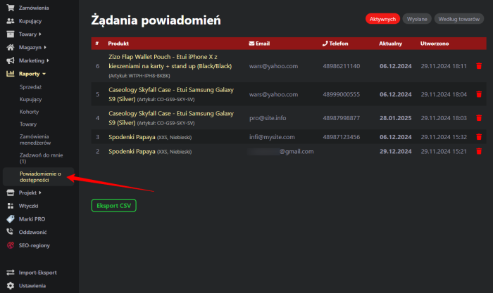 Powiadomienie o dostępności