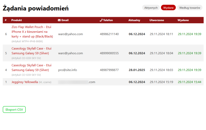 Powiadomienie o dostępności