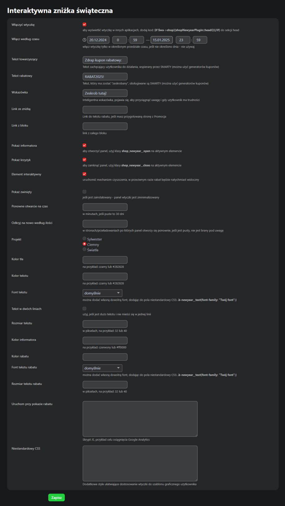 Interaktywna zniżka świąteczna