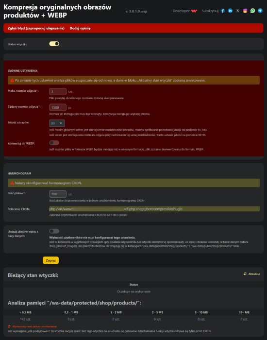 Kompresja oryginalnych obrazów produktów + WEBP