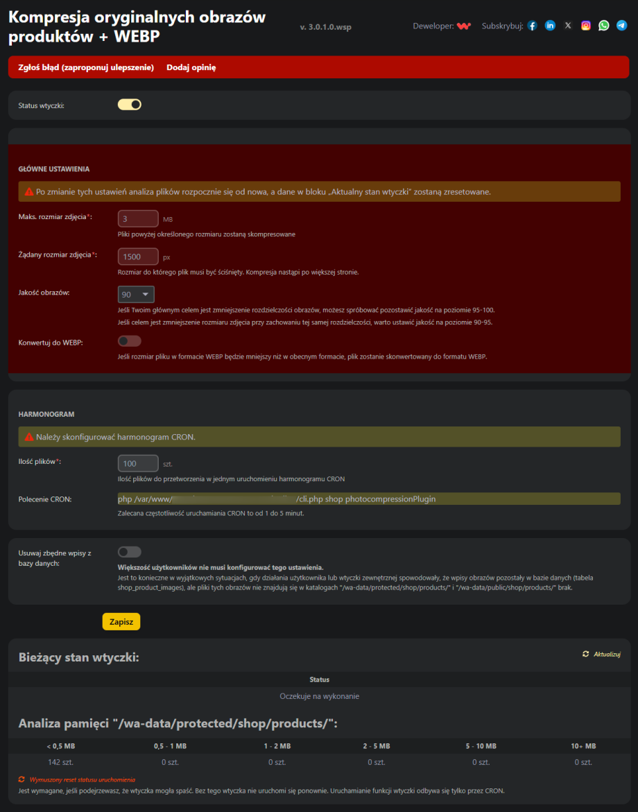 Kompresja oryginalnych obrazów produktów + WEBP Kompresja oryginalnych obrazów produktów + WEBP