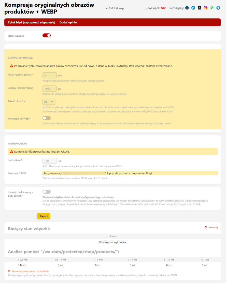 Kompresja oryginalnych obrazów produktów + WEBP Kompresja oryginalnych obrazów produktów + WEBP