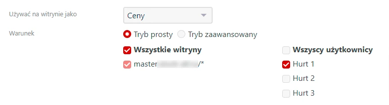 Prosty tryb wyświetlania warunków