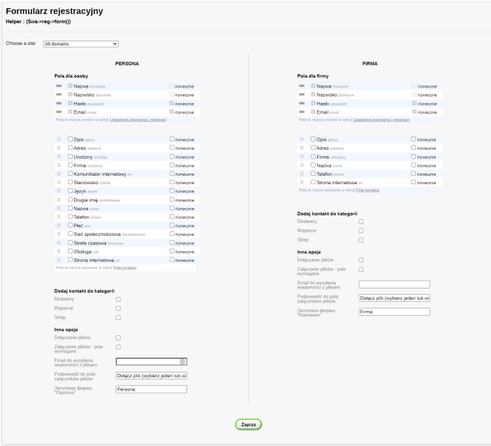 Formularz rejestracyjny