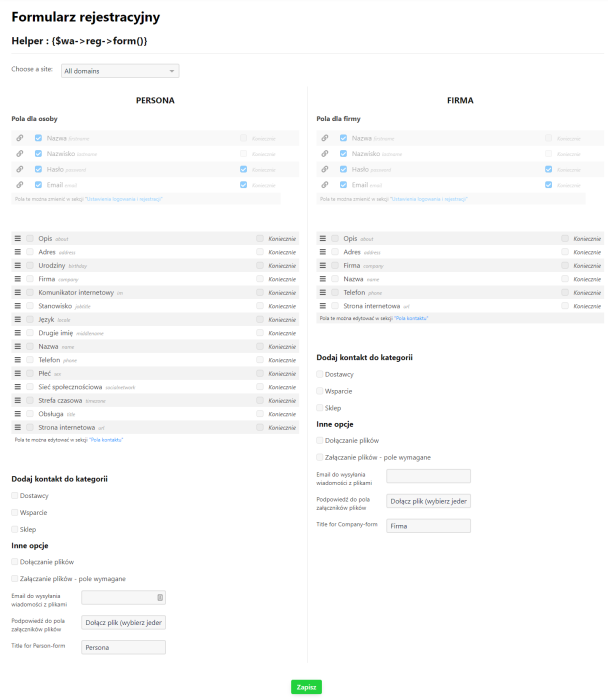Formularz rejestracyjny