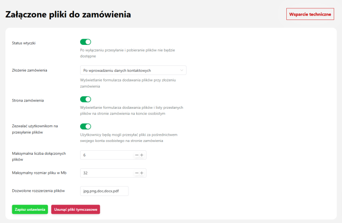 Załączone pliki do zamówienia