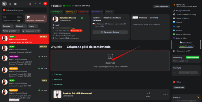 Załączone pliki do zamówienia
