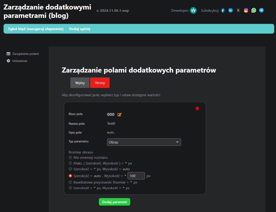 Zarządzanie dodatkowymi parametrami (blog) Zarządzanie dodatkowymi parametrami (blog)