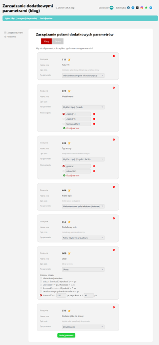 Zarządzanie dodatkowymi parametrami (blog)