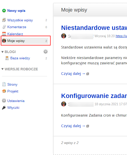 Moje wpisy Moje wpisy
