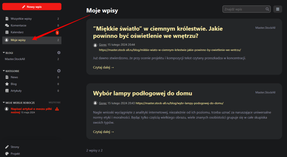 Moje wpisy Moje wpisy
