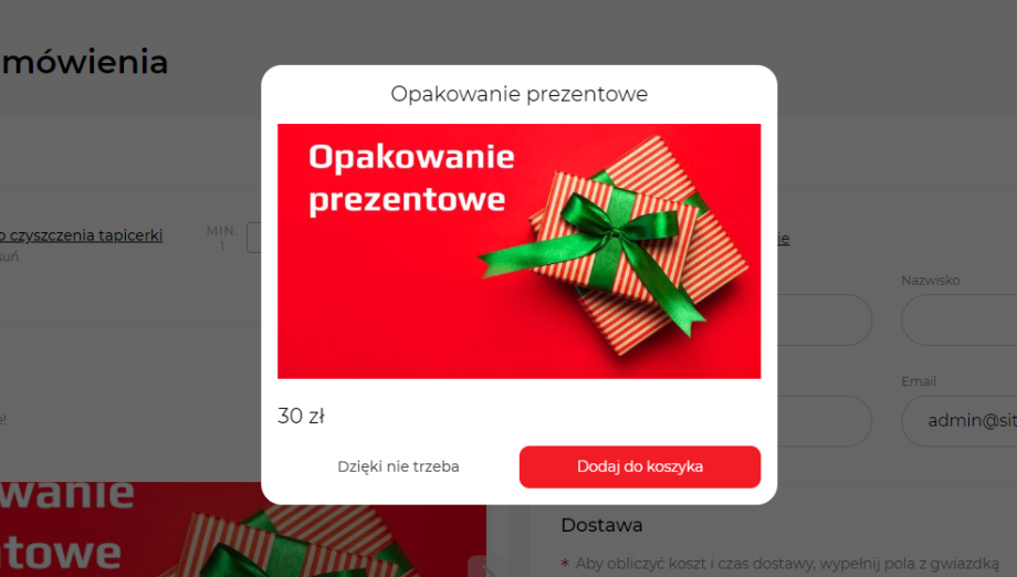Dodatkowa sprzedaż w koszyku Dodatkowa sprzedaż w koszyku
