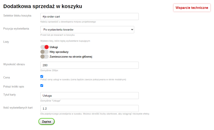 Dodatkowa sprzedaż w koszyku