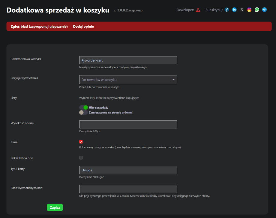 Dodatkowa sprzedaż w koszyku Dodatkowa sprzedaż w koszyku