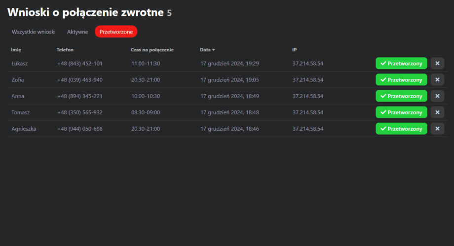 Połączenie powrotne Połączenie powrotne