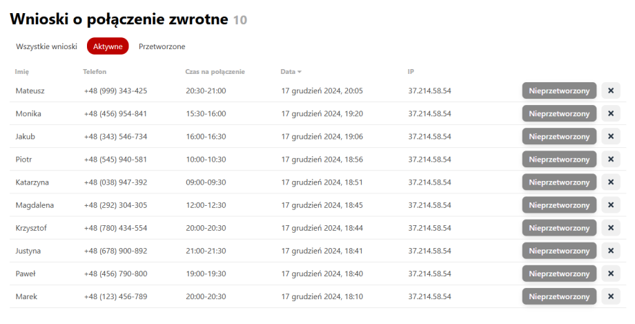 Połączenie powrotne Połączenie powrotne